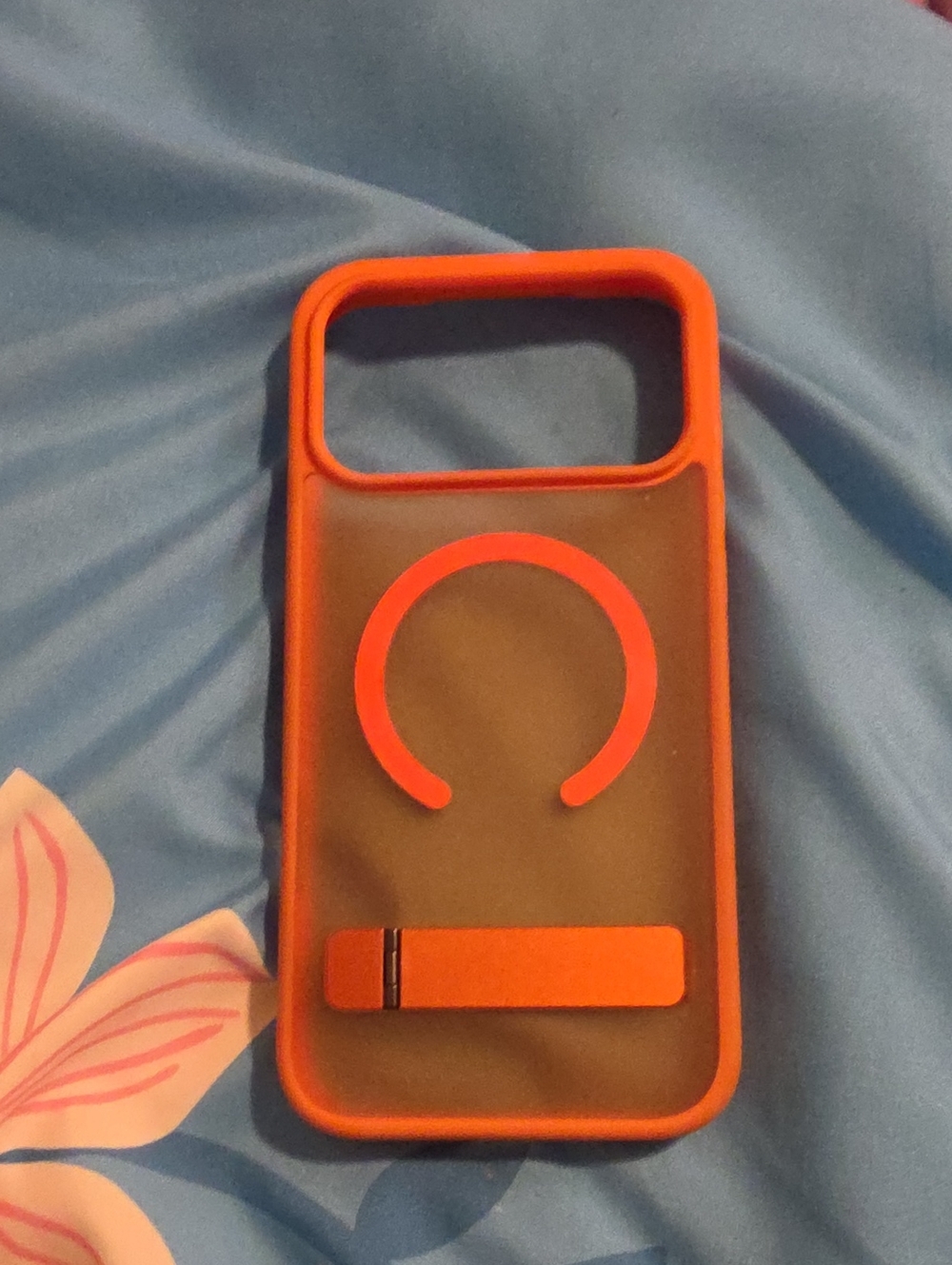 Orange Magnetic Ring Phone Case with Kickstand Iphone 17 Pro Max